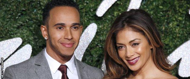 Lewis Hamilton and Nicole Scherzinger at the British Fashion Awards