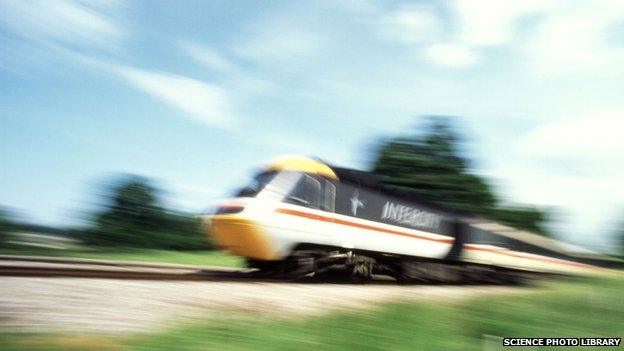 A speeding Intercity train