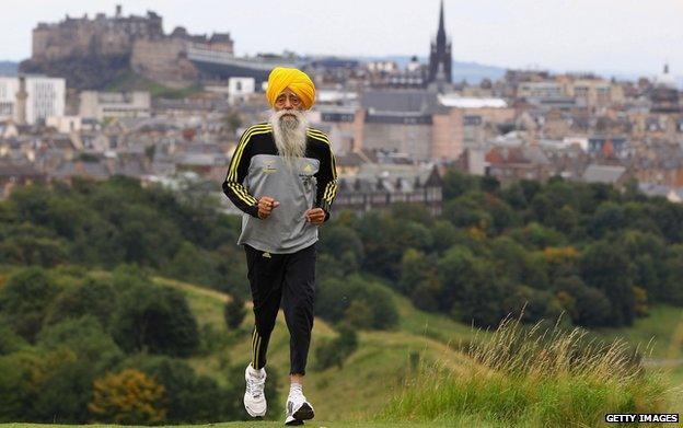 Fajua Singh running in Edinburgh