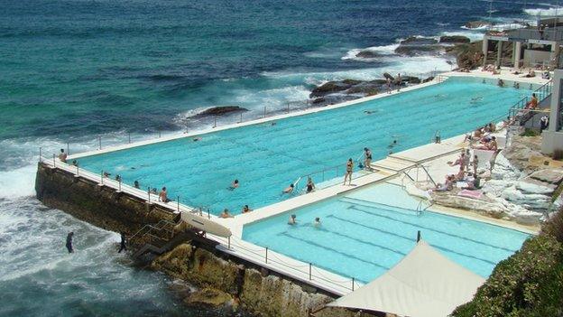 The Bondi Icebergs open air swimming pool on Bondi Beach, Australia