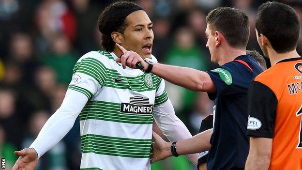 Van Dijk's sending off against Dundee United was his second red card in 10 days