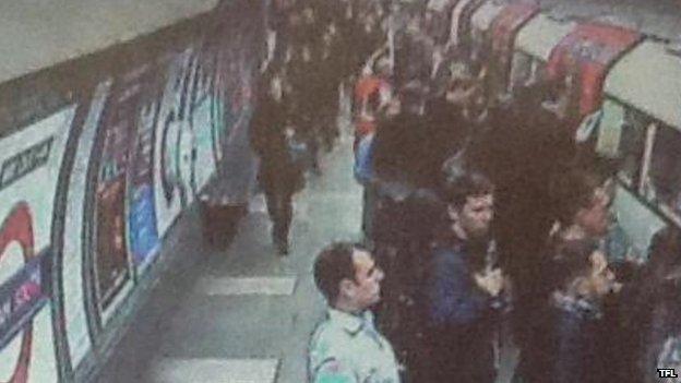 CCTV footage of Clapham South platform on 12 March