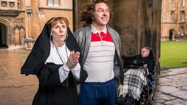 Catherine Tate, David Walliams and Professor Stephen Hawking