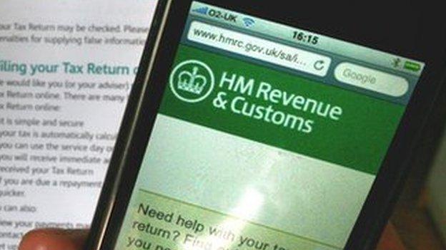 HMRC tax document and mobile website