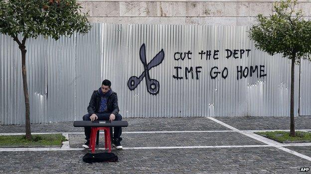 Anti-austerity graffiti in Athens