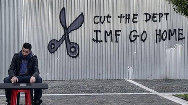 Anti-austerity graffiti in Athens