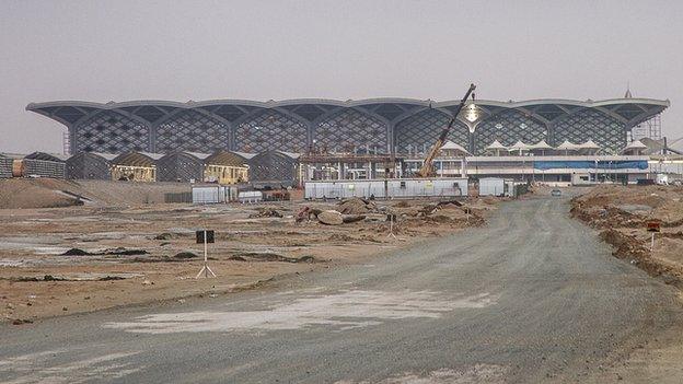 View of the Haramain railway station being built