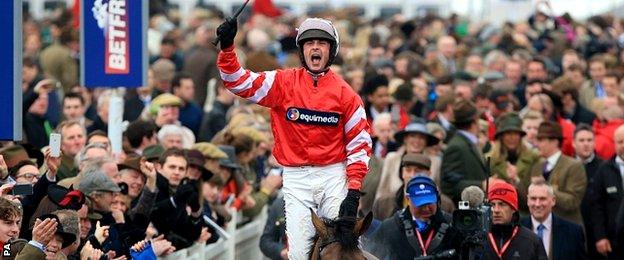 Nico de Boinville on Coneygree celebrates