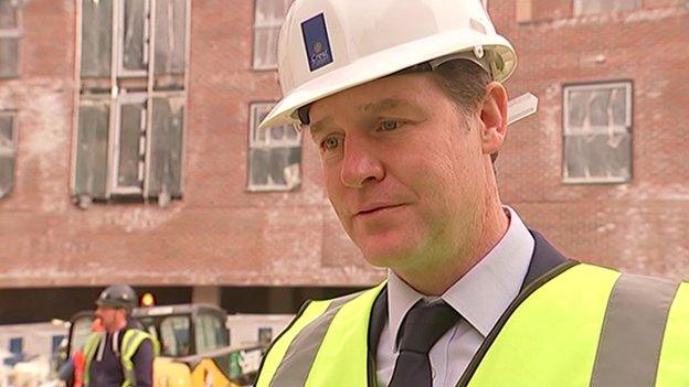 Nick Clegg visiting a housing development