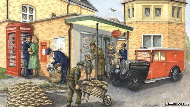 Grahame Tomkins's impression of Bletchley Park post office during WW2