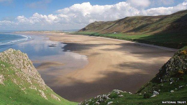 Rhossili Bay has been voted among the beaches in Europe