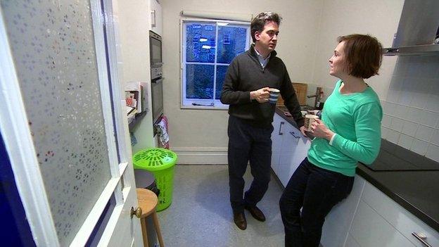 Ed Miliband and his wife Justine in their second kitchen