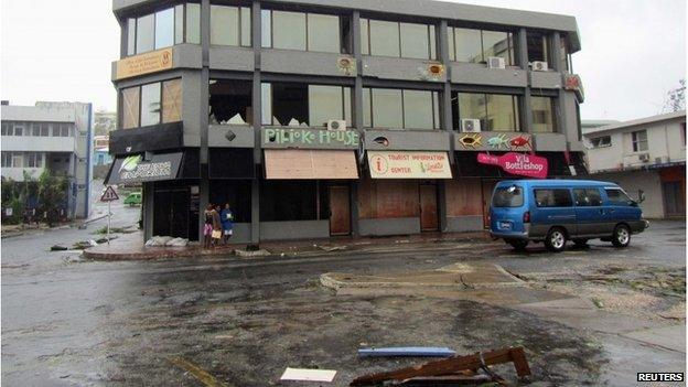 Damaged building in Port Vila, Vanuatu, 14 March 2015