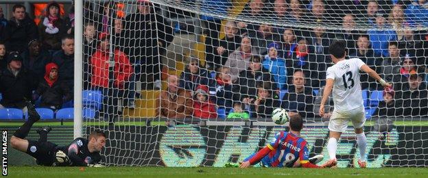 James McArthur slots in Crystal Palace's second against QPR