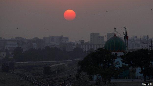 View of Karachi at sunset 31 December 2014