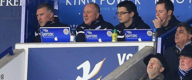 Leicester manager Nigel Pearson (far left)