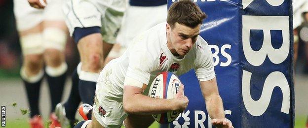 George Ford scores England's second try against Scotland