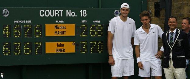 John Isner against Nicolas Mahut in 2010