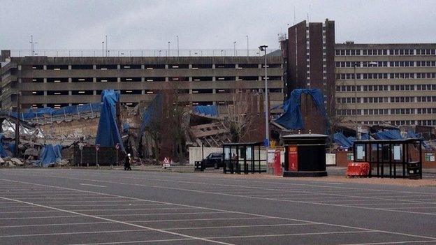 Collapsed Greyfriars building