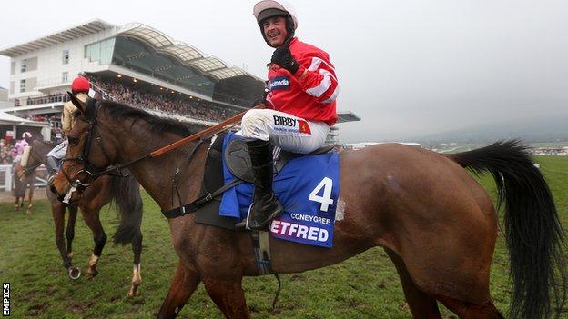 Coneygree and jockey Nico de Boinville