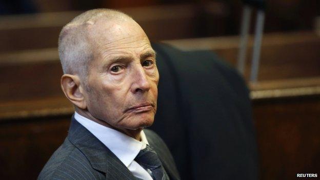 Real estate heir Robert Durst appears in a criminal courtroom for his trial on charges of trespassing on property owned by his estranged family, in New York 10 December 2014