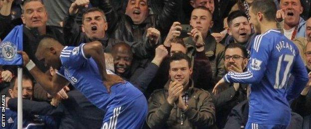 Samuel Eto'o celebrates after putting Chelsea ahead