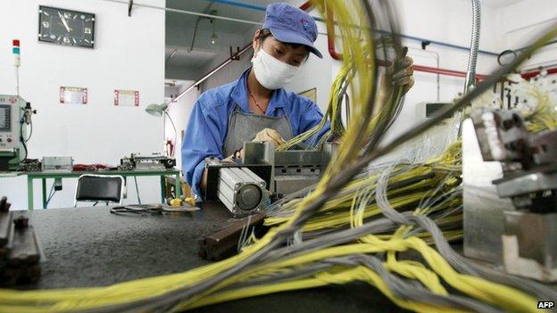 A woman works in a civil explosives factory in Huaibei, east China's Anhui province.