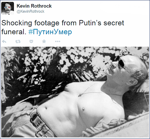 President Putin, in a pose that one Twitter user thought looked a little like a casket shot