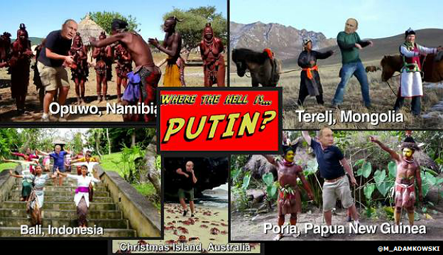 One Twitter user's answer to the question: Where the hell is Putin?