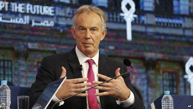 Tony Blair at an economic conference, in Sharm el-Sheikh, Egypt