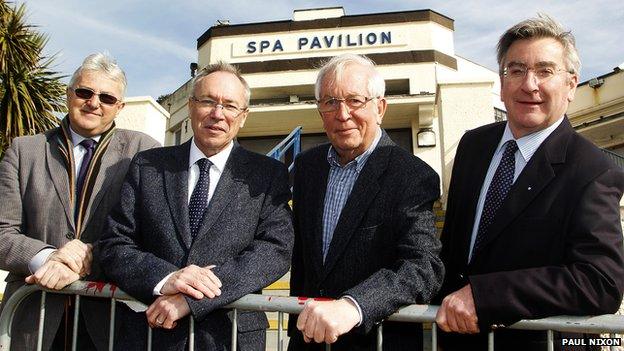 (l to r) NRG artist director, Vince Rayner, Councillor Geoff Holdcroft, NRG chief executive Ray Anderson and district council leader Ray Herring.