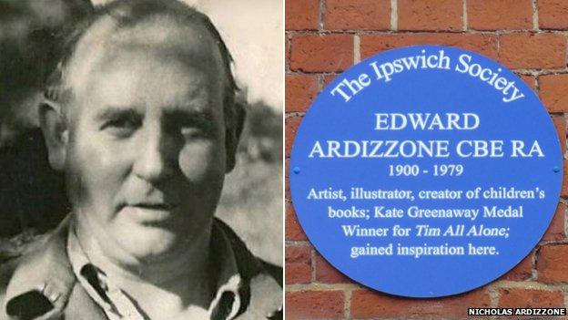 Edward Ardizzone and the blue plaque in Ipswich