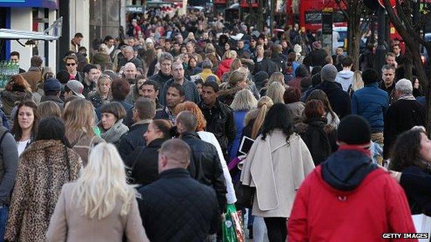 Shoppers on high street in London