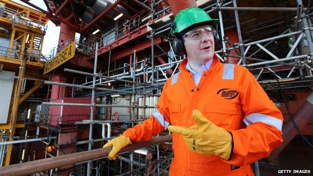 George Osborne visiting an oil rig in the North Sea