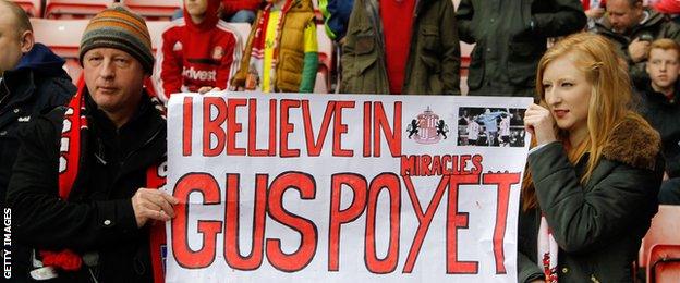 Sunderland fans show support for Gus Poyet at Swansea last season