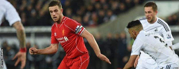 Liverpool's Jordan Henderson has scored a goal in his last three Premier League matches