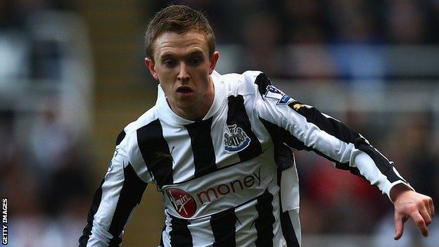 Shane Ferguson in action for Newcastle