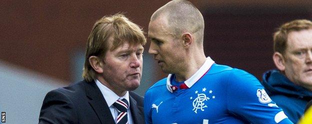 Rangers manager Stuart McCall with striker Kenny Miller