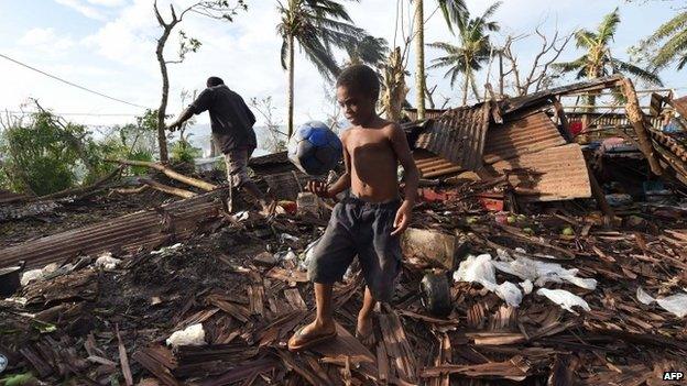 Cyclone destruction in Vanuatu's capital Port Vila (16 March 2015)