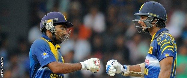 Sri Lanka's Mahela Jayawardene and Kumar Sangakkara