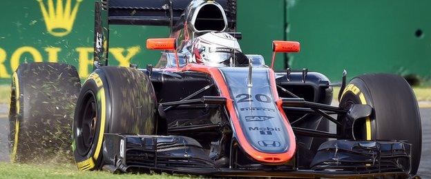 McLaren Honda's Danish driver Kevin Magnussen in action during the 2015 Australian Grand Prix