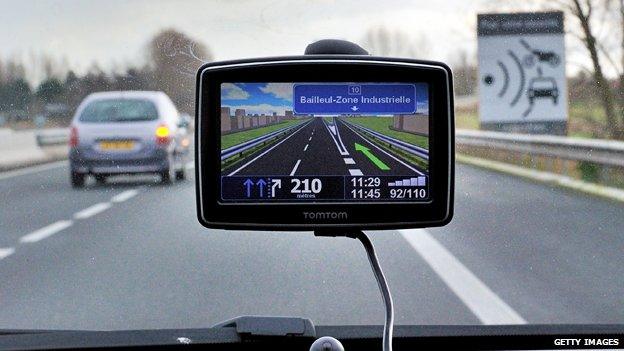 satnav on car windscreen