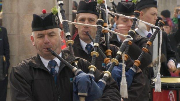 Pipers led the parade in Belfast city centre