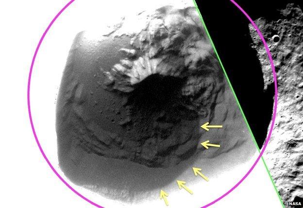 Ice in Mercury crater