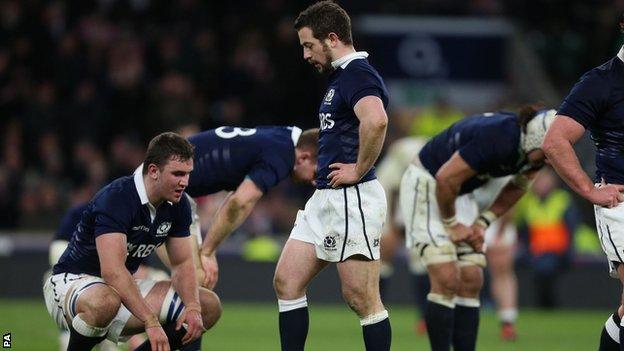 Scotland players looking dejected