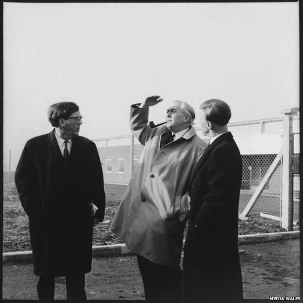 Harold Wilson visiting Ebbw Vale steel works