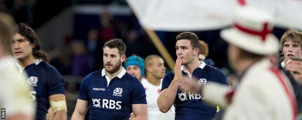 Scotland players troop off Twickenham disappointed