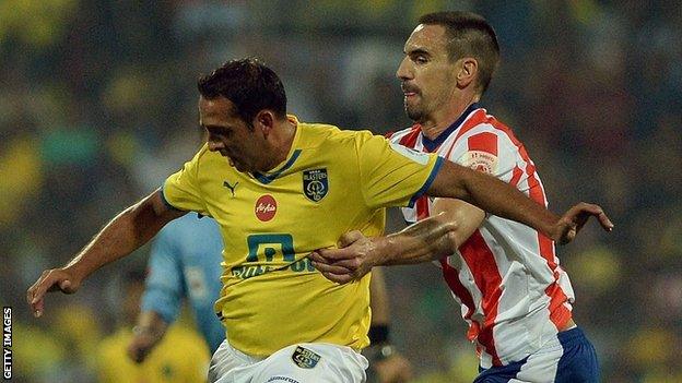 Michael Chopra (left) in action for Kerala Blasters