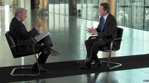 Jeremy Paxman interviews David Cameron for the BBC in 2010