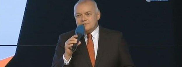 Russian NTV screengrab of Dmitry Kiselev at the launch of Sputnik